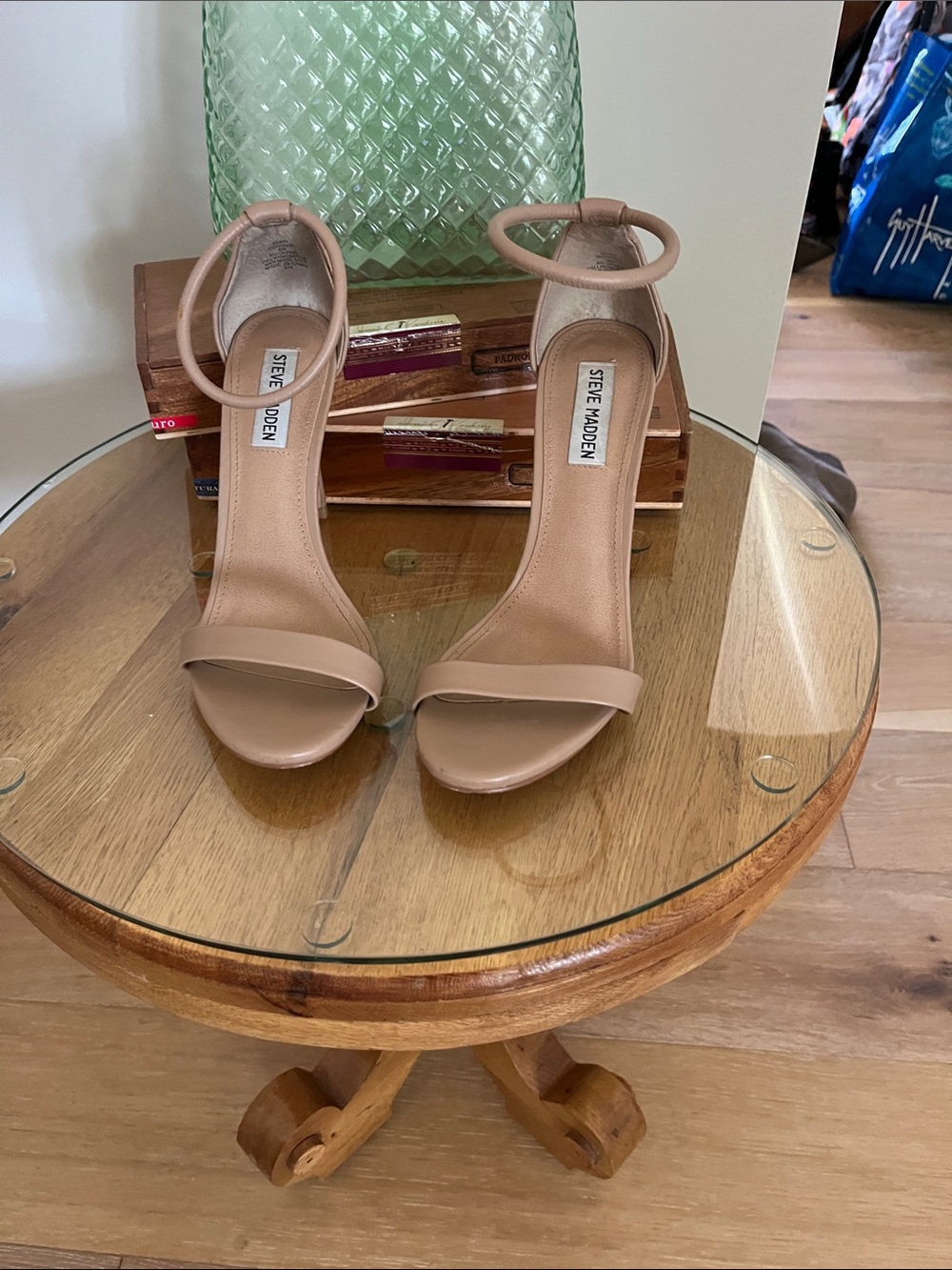 Steve Madden Taupe Ankle-Strap Block Heels